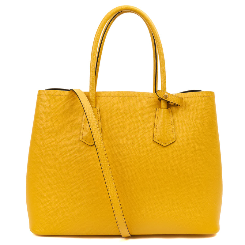Picture of Prada Tote Cuir Double Bag in Yellow, Saffiano Leather