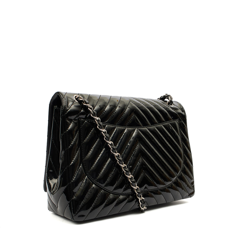 Picture of Chanel Shoulder Bag Chevron Flap Bag  in Black, Patent Leather