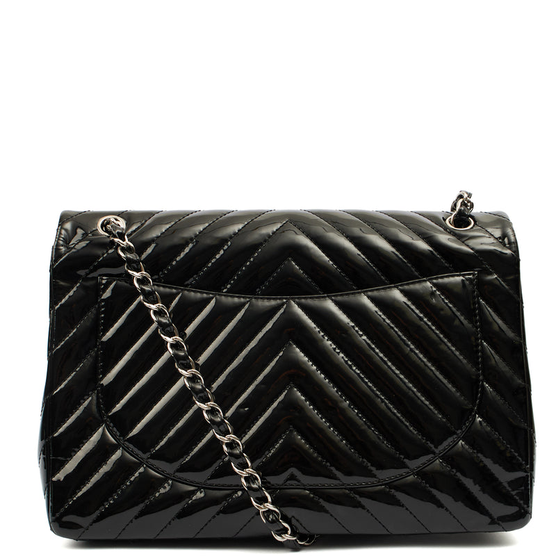 Picture of Chanel Shoulder Bag Chevron Flap Bag  in Black, Patent Leather