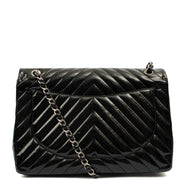 Picture of Chanel Shoulder Bag Chevron Flap Bag  in Black, Patent Leather