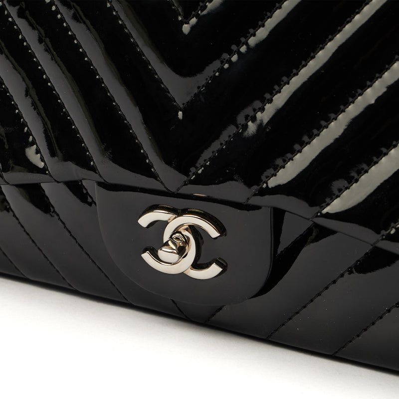Picture of Chanel Shoulder Bag Chevron Flap Bag  in Black, Patent Leather