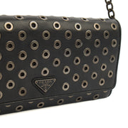 Picture of Prada Cross Body Wallet On Chain in Black, Calfskin