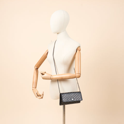 Picture of Prada Cross Body Wallet On Chain in Black, Calfskin