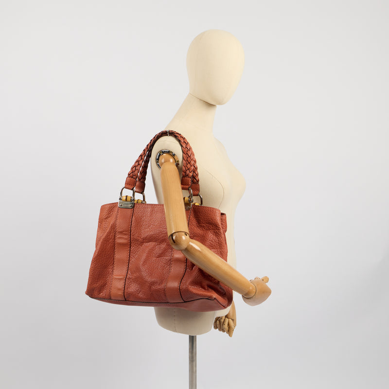 Picture of Gucci Tote Vintage Bamboo  in Orange, Leather