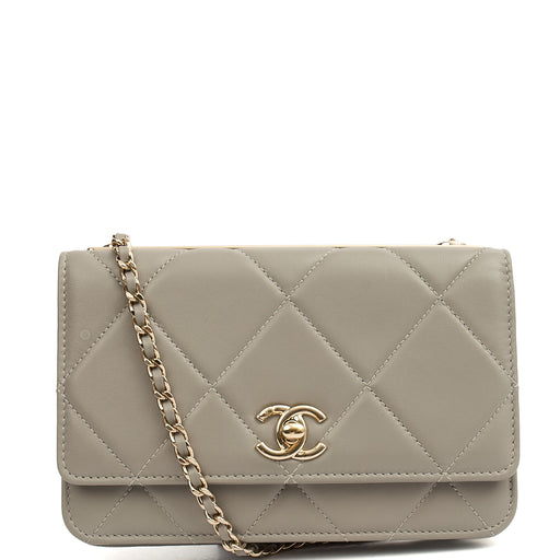Picture of Chanel Cross Body Chanel 19 Wallet On Chain in Grey, Lambskin Leather