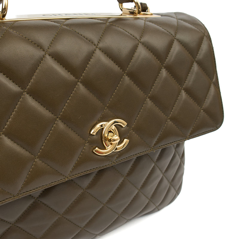 Picture of Chanel Top Handle Trendy CC in Green, Lambskin Leather