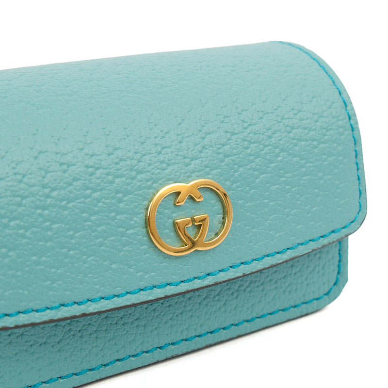 Picture of Gucci Key Ring GG Marmont Zip Pouch in Blue, Leather