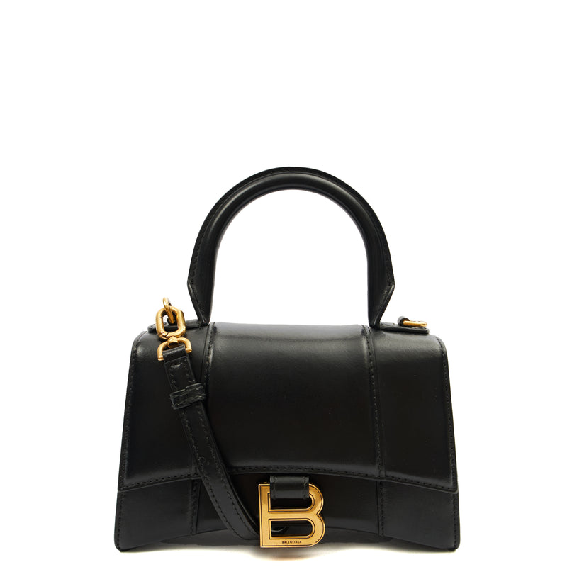 Picture of Balenciaga Top Handle Hourglass Top Handle Small in Black, Veau (Calfskin)