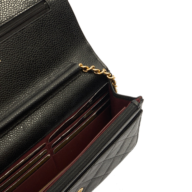 Picture of Chanel Cross Body Wallet on Chain in Black, Caviar Leather