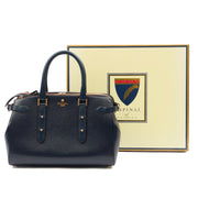 Picture of Aspinal of London Tote Brook Street  in Navy, Leather