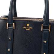 Picture of Aspinal of London Tote Brook Street  in Navy, Leather
