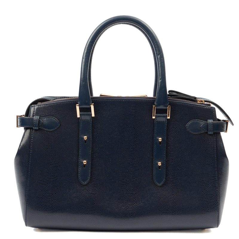 Picture of Aspinal of London Tote Brook Street  in Navy, Leather
