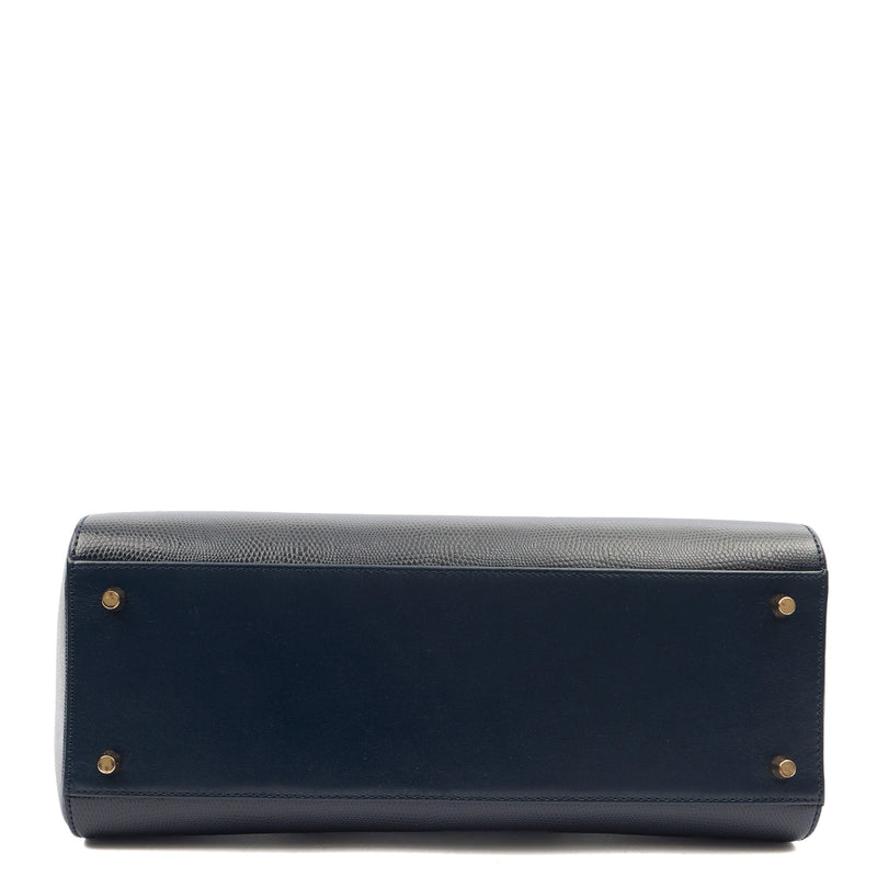 Picture of Aspinal of London Tote Brook Street  in Navy, Leather