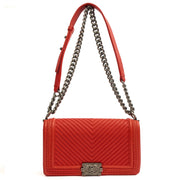 Picture of Chanel Cross Body Boy - Medium in Red, Calfskin Leather