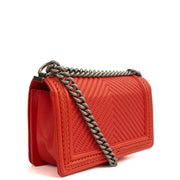 Picture of Chanel Cross Body Boy - Medium in Red, Calfskin Leather