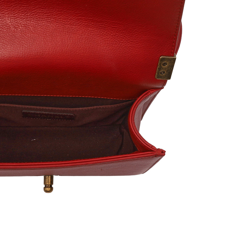 Picture of Chanel Shoulder Bag Boy - Small in Red, Calfskin Leather