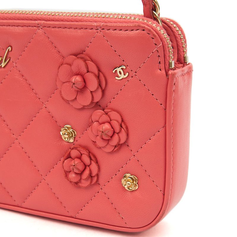 Picture of Chanel Cross Body Camellia - Wallet On Chain in Pink, Calfskin Leather