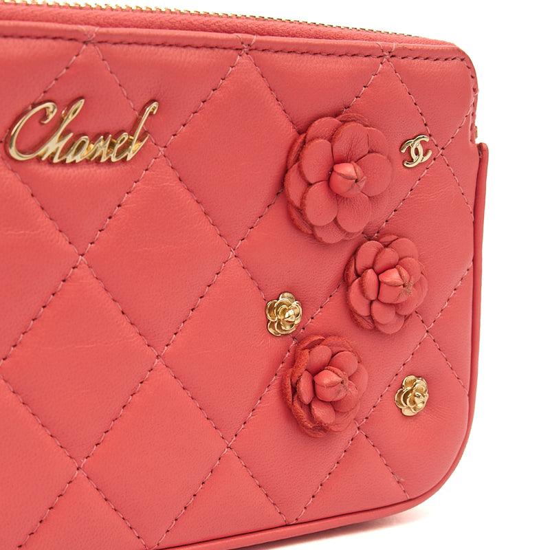 Picture of Chanel Cross Body Camellia - Wallet On Chain in Pink, Calfskin Leather