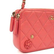 Picture of Chanel Cross Body Camellia - Wallet On Chain in Pink, Calfskin Leather