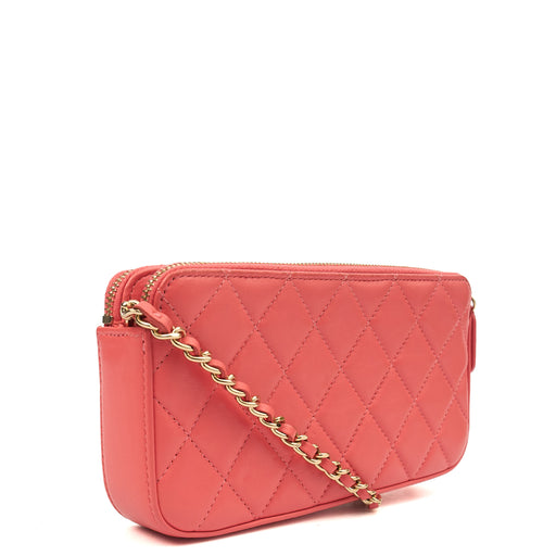 Picture of Chanel Cross Body Camellia - Wallet On Chain in Pink, Calfskin Leather