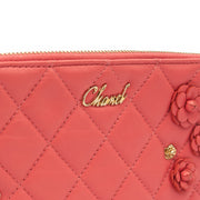 Picture of Chanel Cross Body Camellia - Wallet On Chain in Pink, Calfskin Leather
