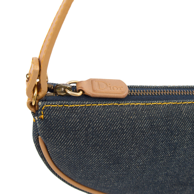 Christian Dior Shoulder Bag Saddle Pochette in Blue, Fabric