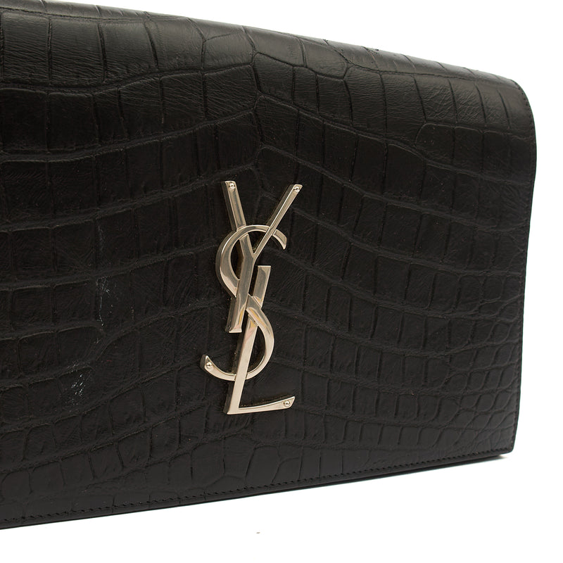 Picture of Saint Laurent Clutch Cassandra Clutch in Black, Exotic Effect Leather