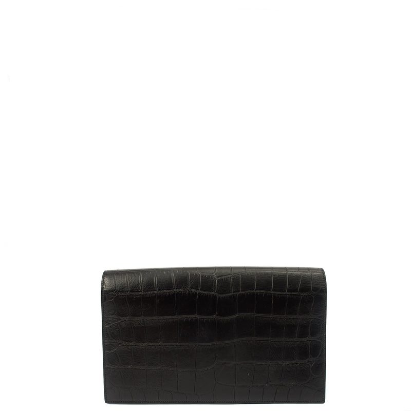 Picture of Saint Laurent Clutch Cassandra Clutch in Black, Exotic Effect Leather