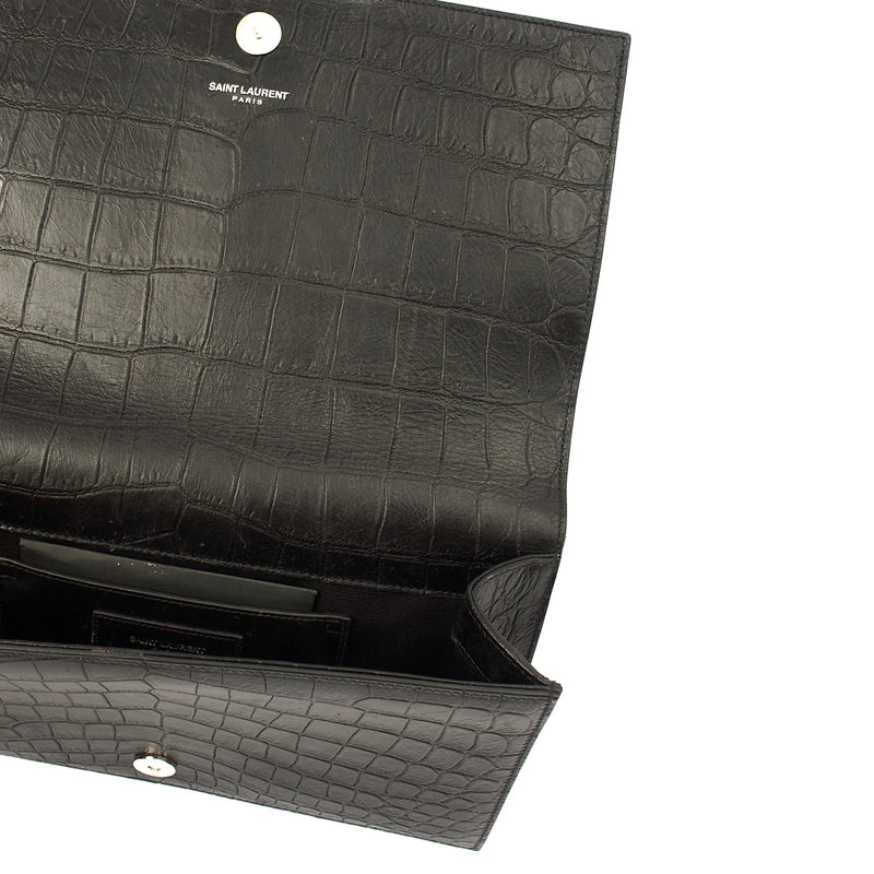 Picture of Saint Laurent Clutch Cassandra Clutch in Black, Exotic Effect Leather