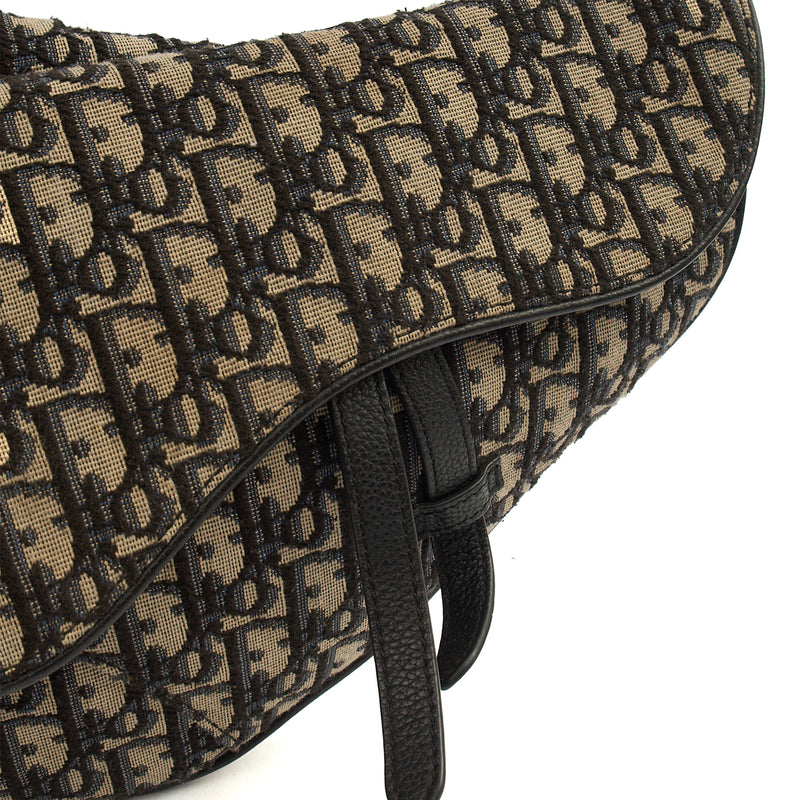 Picture of Christian Dior Cross Body Homme - Saddle Bag in Blue, Dior Oblique Embroidery