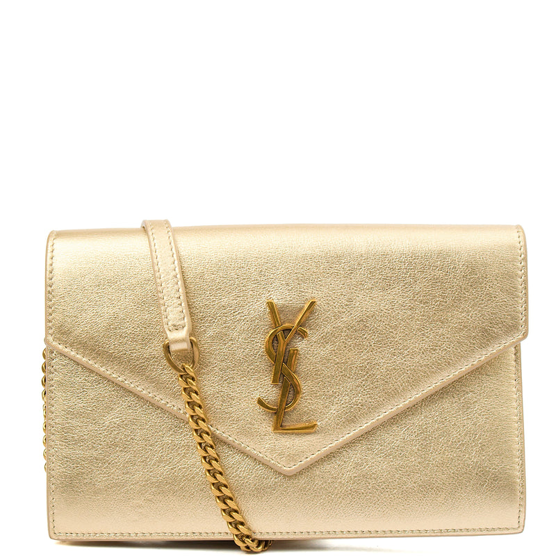 Picture of Saint Laurent Cross Body Envelope Chain Wallet in Taupe, Leather