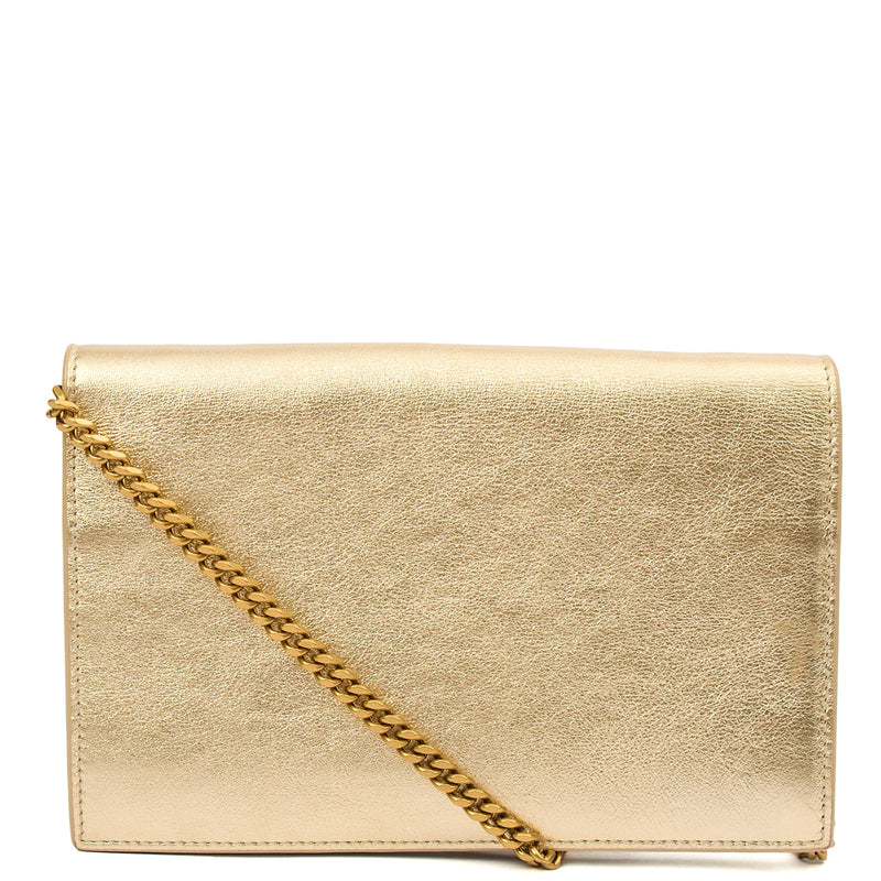 Picture of Saint Laurent Cross Body Envelope Chain Wallet in Taupe, Leather