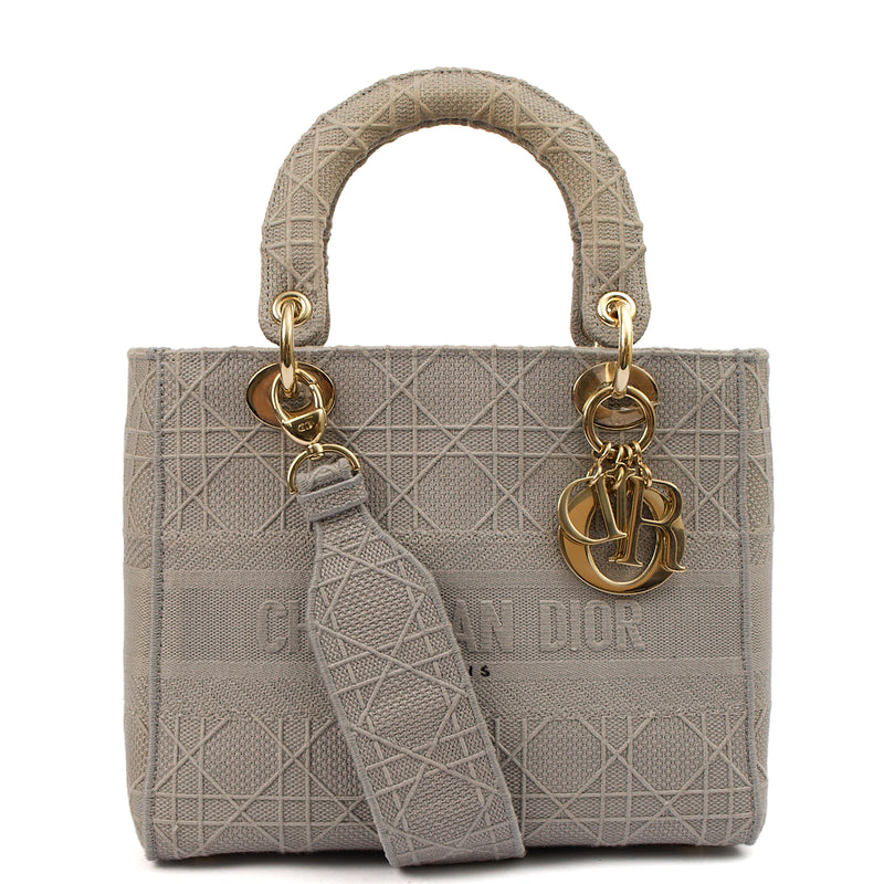 Picture of Christian Dior Cross Body Lady D-lite - Medium in Grey, Fabric