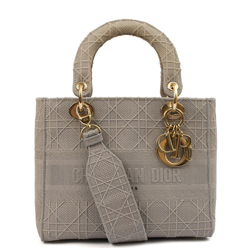 Picture of Christian Dior Cross Body Lady D-lite - Medium in Grey, Fabric