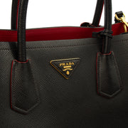 Picture of Prada Tote Double Tote - Medium in Black, Saffiano Leather
