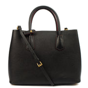 Picture of Prada Tote Double Tote - Medium in Black, Saffiano Leather
