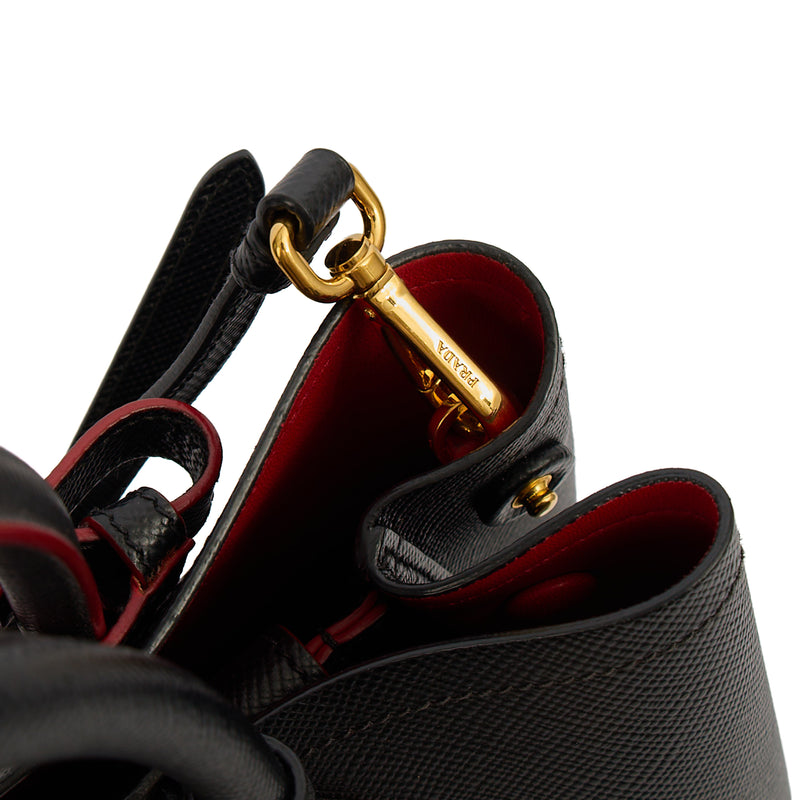 Picture of Prada Tote Double Tote - Medium in Black, Saffiano Leather