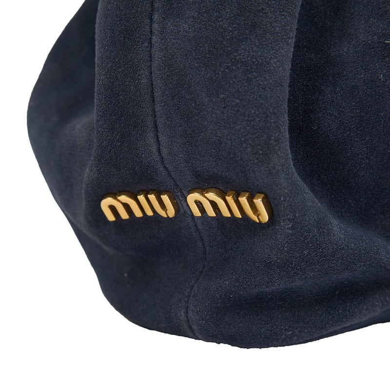 Picture of Miu Miu Tote Tote in Blue, Suede