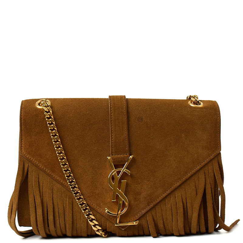 Picture of Saint Laurent Shoulder Bag Fringe Bag in Brown, Suede