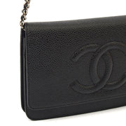 Picture of Chanel Cross Body Wallet on Chain in Black, Caviar Leather