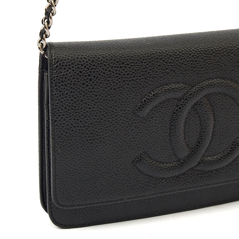 Picture of Chanel Cross Body Wallet on Chain in Black, Caviar Leather