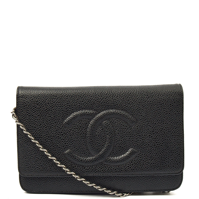 Picture of Chanel Cross Body Wallet on Chain in Black, Caviar Leather
