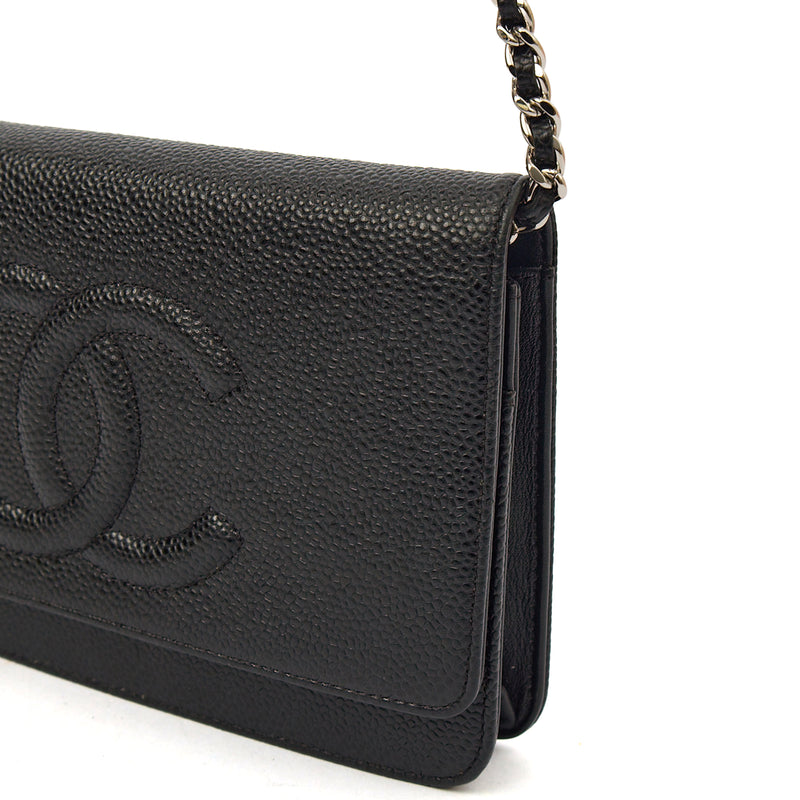 Picture of Chanel Cross Body Wallet on Chain in Black, Caviar Leather