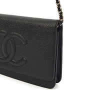 Picture of Chanel Cross Body Wallet on Chain in Black, Caviar Leather