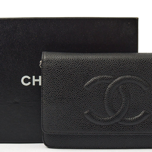 Picture of Chanel Cross Body Wallet on Chain in Black, Caviar Leather