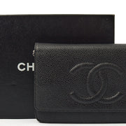 Picture of Chanel Cross Body Wallet on Chain in Black, Caviar Leather