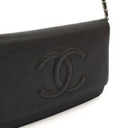 Picture of Chanel Cross Body Wallet on Chain in Black, Caviar Leather