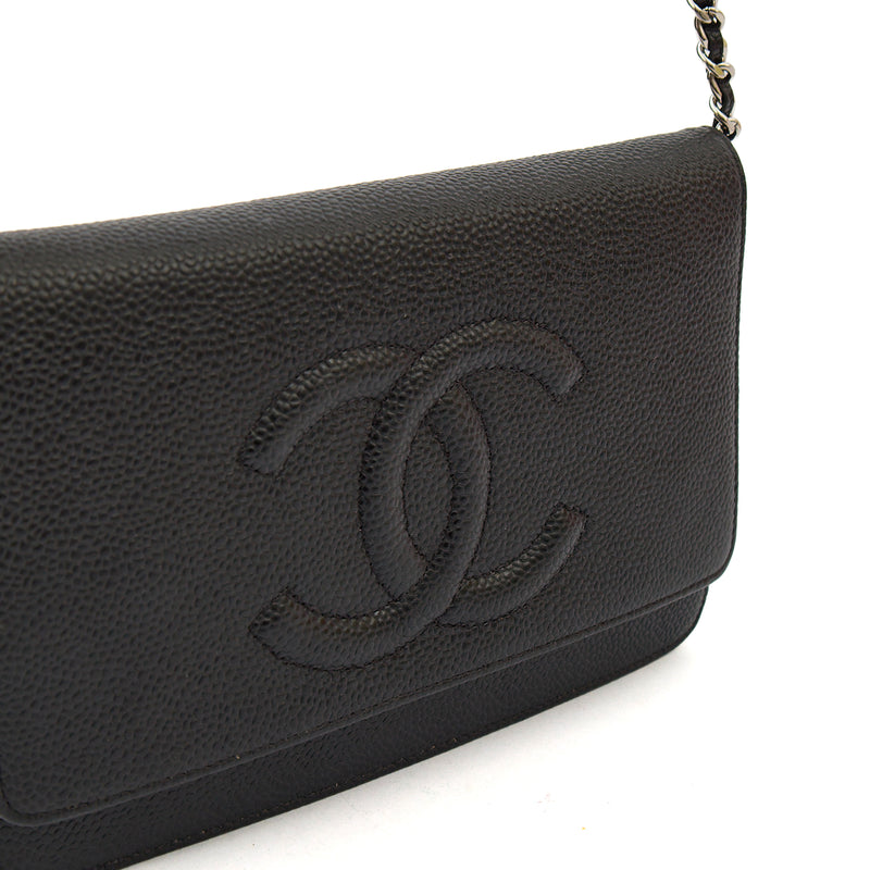Picture of Chanel Cross Body Wallet on Chain in Black, Caviar Leather