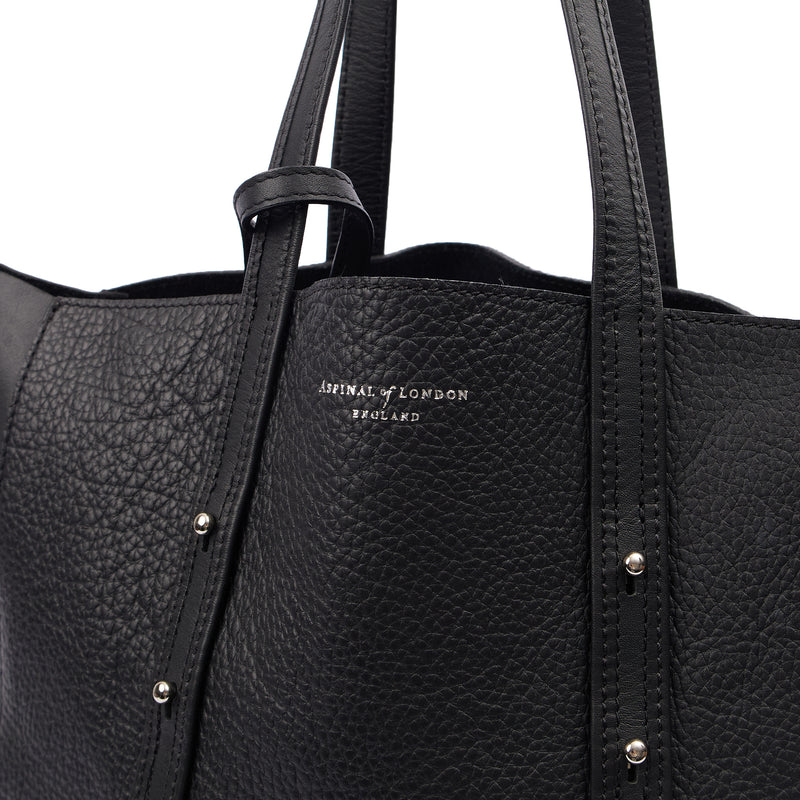 Picture of Aspinal of London Tote London Tote - Midi in Black, Leather