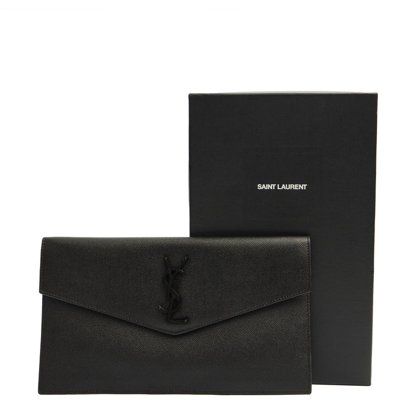 Picture of Saint Laurent Clutch Uptown Pouch in Black, Calfskin Leather